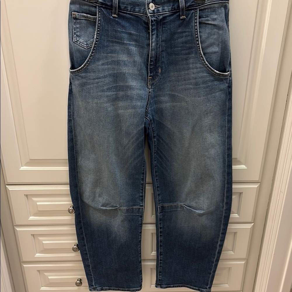 Nili Lotan Faded Indigo Wide-Leg Jeans